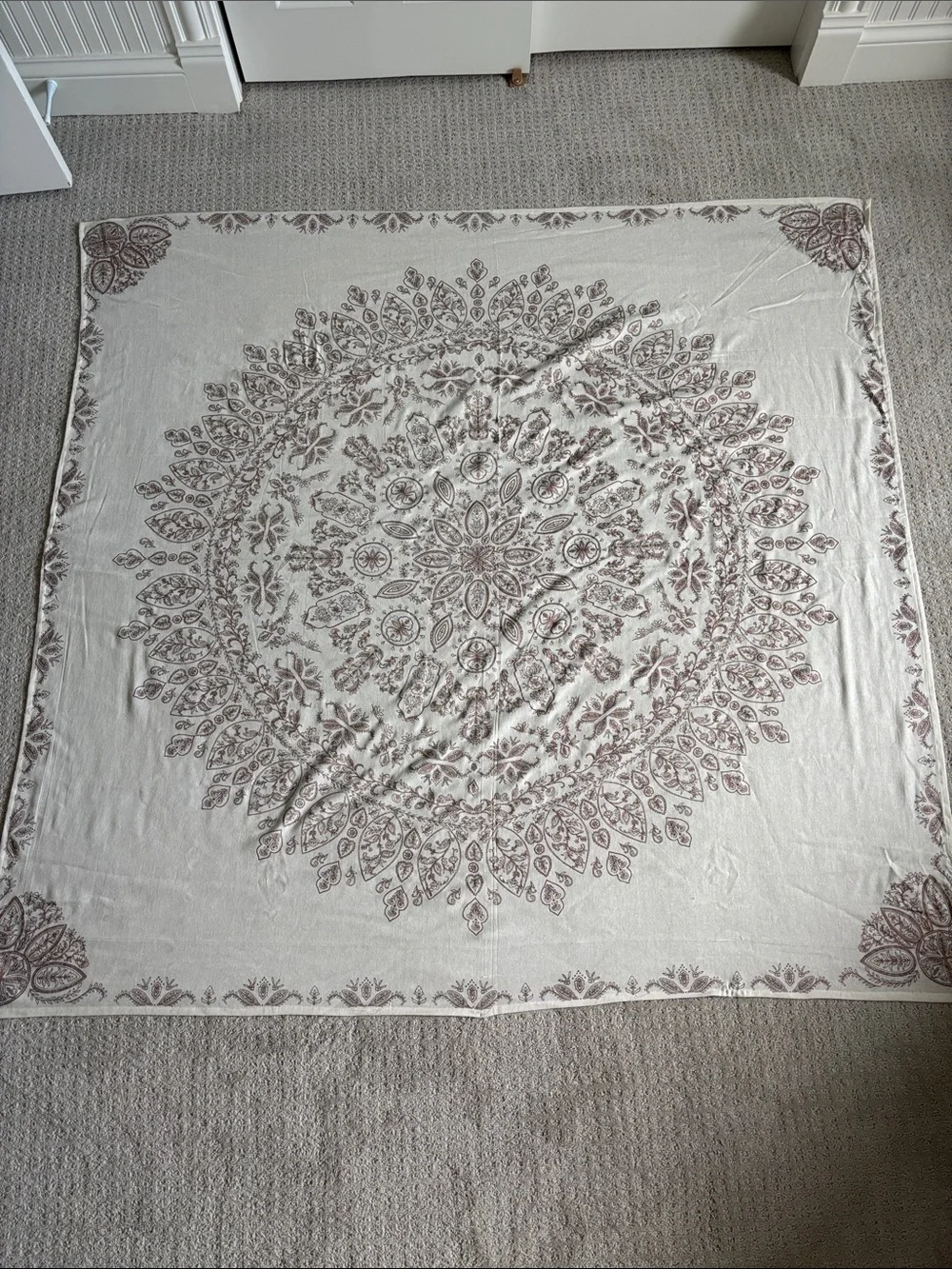 Urban Outfitters Home Ivory Tapestry with Rose Gold Medallion Print